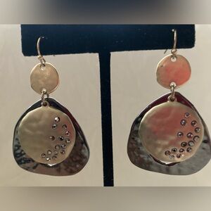 Chico's Yasmia 2” Elegant Drop pierced matte gold rhinestone embellished earring